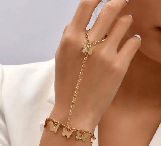 1 Pc Alloy Gold Plated Modern Butterfly Charm Bracelet